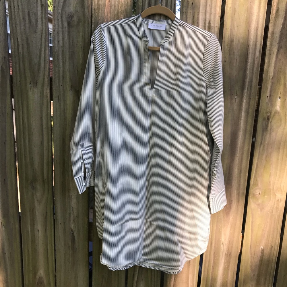 Everlane silk stripe dress in black and white NWOT